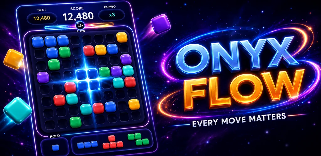 Onyx Flow — the board mid-combo beside the Onyx Flow logo and the line Every Move Matters.